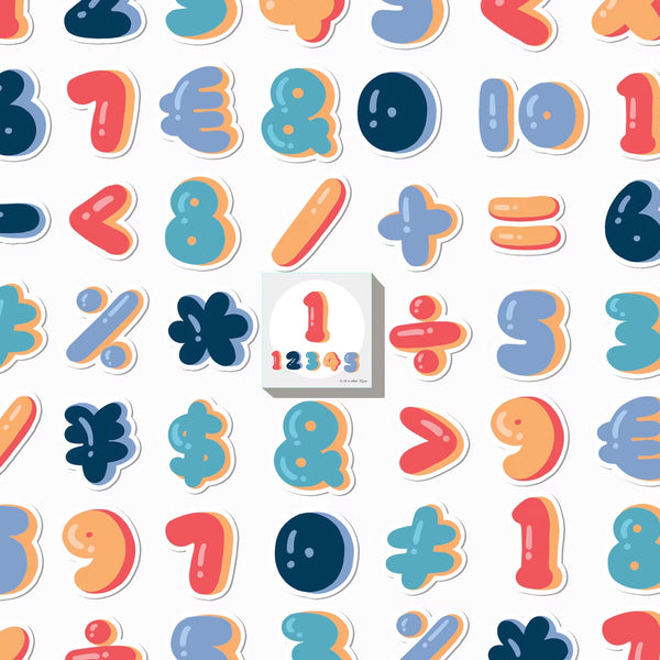 Cajita de Stickers Mini Letras Números o Símbolos