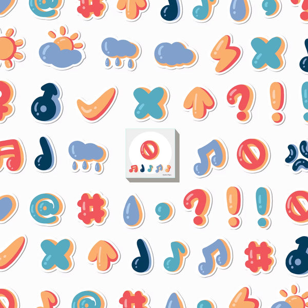 Cajita de Stickers Mini Letras Números o Símbolos