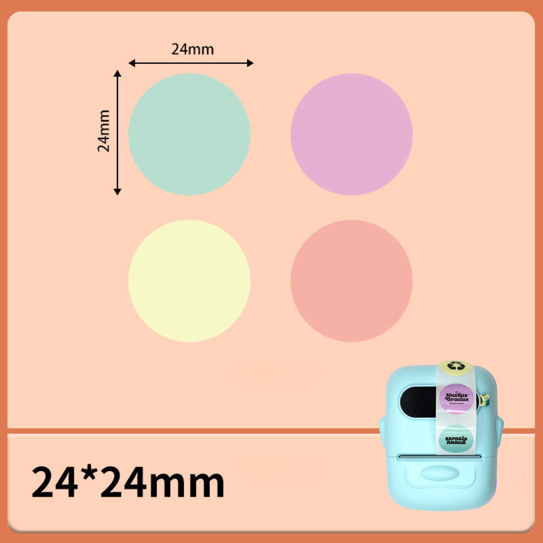 Etiquetas Autoadhesivas  de Colores para Mini Impresora Eva