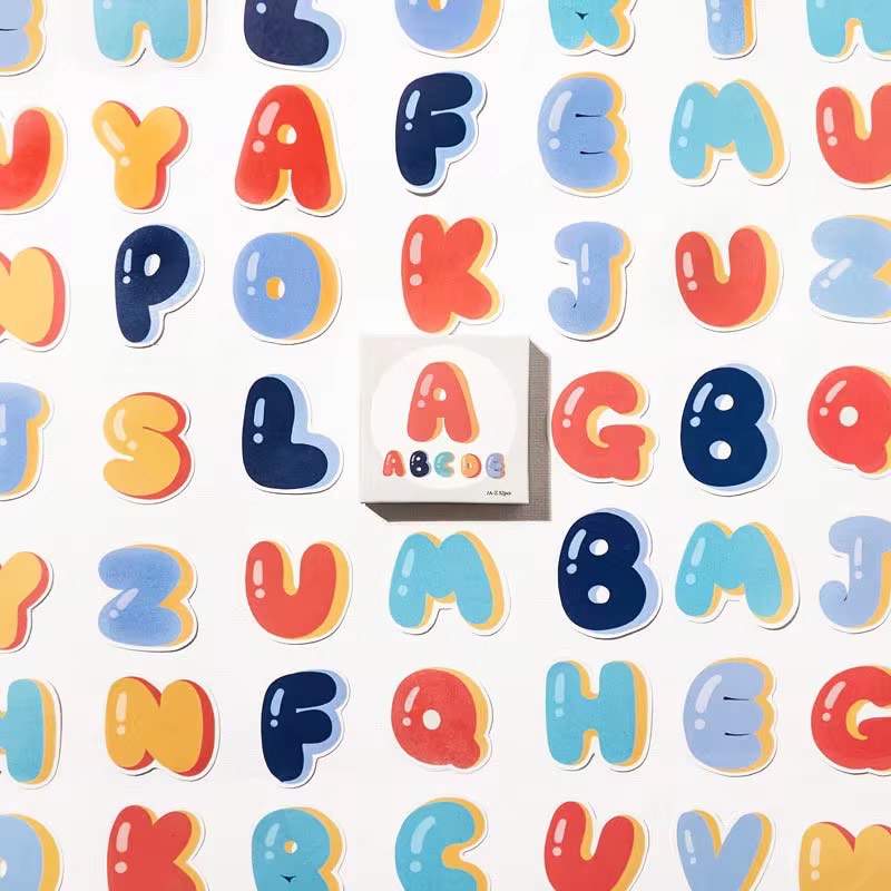 Cajita de Stickers Mini Letras Números o Símbolos