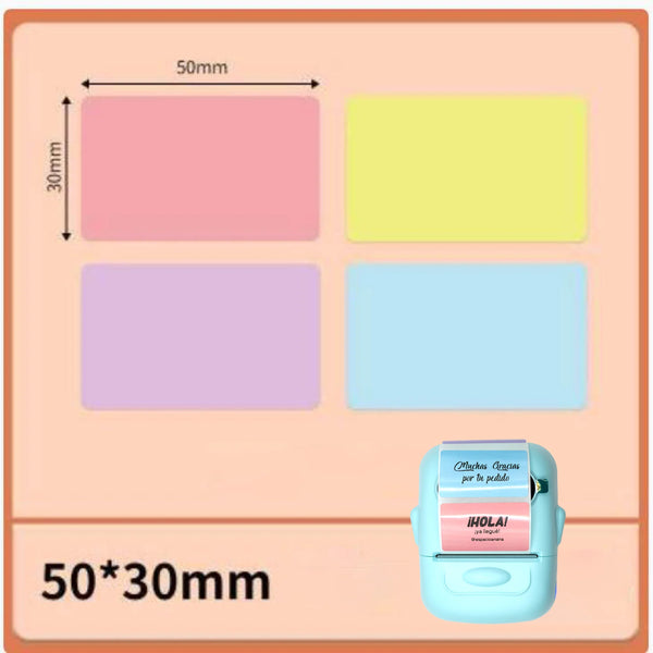 Etiquetas Autoadhesivas rectangular de Colores para Mini Impresora Eva